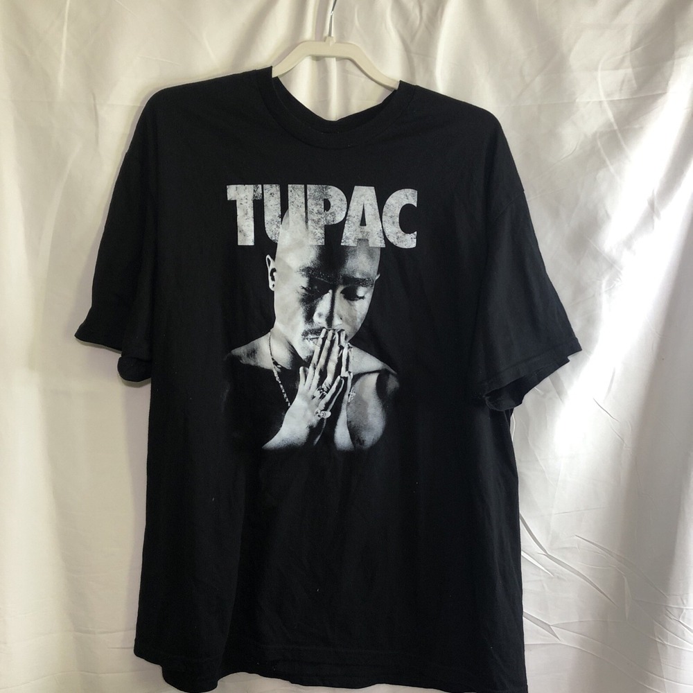 2Pac Graphic T-Shirt Mens XXL Black Good Praying Tupac Shakur Rap Tee